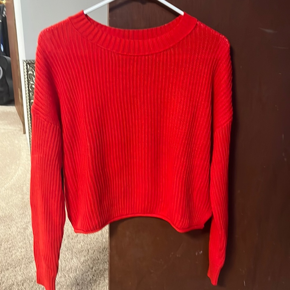 Red cropped sweater